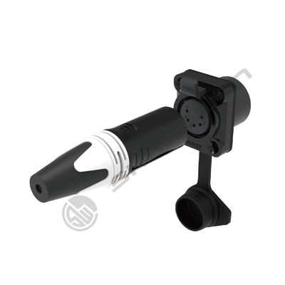 Black Small Power XLR Connector Waterproof IP65 Connector 3 Pin Male Plug