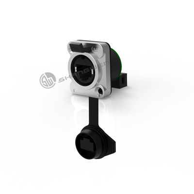 Outdoor IP65 Waterproof Panel Mount Thread Ethernet Rj45 Female Connector Horn Signal Right Angle Straight  Cat5e Cat PCB RJ45