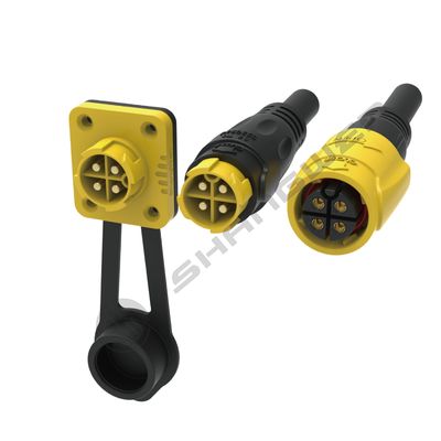 M19 Series Industrial 4 Pin Female Male Plug Power Connector Push-Pull Self-Locking Waterproof IP68 Front Mount Connectors