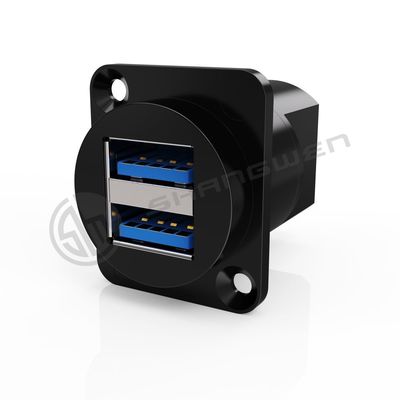 9-पिन परिरक्षित धूलरोधी डबल पोर्ट USB टाइप A/B 3.0 डेटा केबल कनेक्टर कस्टम लंबाई प्लास्टिक ABS हाउसिंग ऑडियो के लिए कॉपर