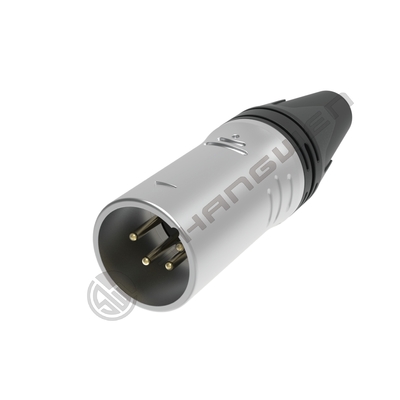 4-पोल XLR 4P महिला कनेक्टर इनडोर ऑडियो IP40 सुरक्षा सिल्वर-प्लेटेड संपर्क निकल-प्लेटेड शेल रेटेड करंट 7.5a