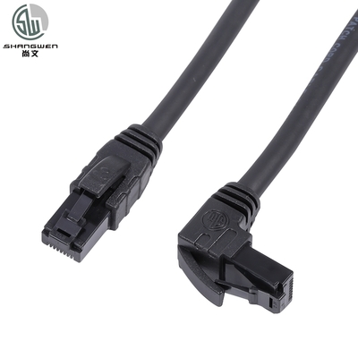 UTP Cat5e 90 डिग्री कोण RJ45 कनेक्टर फंसे हुए नेटवर्क केबल टर्मिनल 8P8C क्रिस्टल हेड प्लग