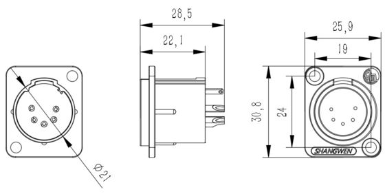 High Quality Mini 5-Pin XLR Male Audio Connector IP40 Zinc Alloy Shell in Gold Indoor Microphone Audio Cable Plug in Black