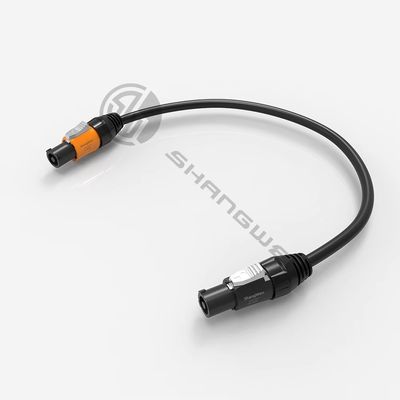 Outdoor Orange Black Powercon Cable IP65 3 Pole Power In/Out Connectors Female for LED Screen Copper Conductor Industrial