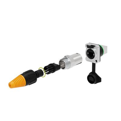 Waterproof Ip65 Angled Top Network Plug Panel Mount Outdoor Audio Industrial Rj45 Female Ethernet Chassis Connector