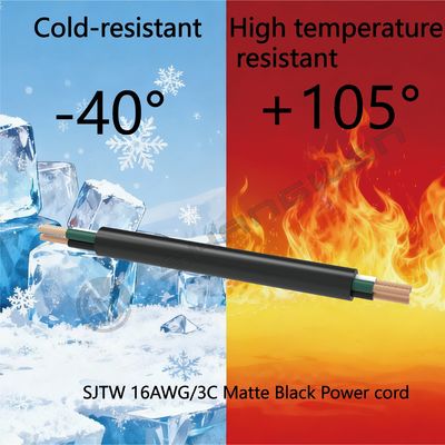 Power Cord Flexible Electrical Cord Cable 16AWG  300V 3C UL SJTW 300V 105℃ 16AWG 3 Conductor SJTW  PVC Soft Extension Cord Cable