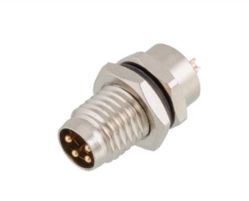 Industrial Grade M8 Male Back Mount Socket(Solder,Screw M8*1, Metal Interface) IP67